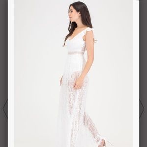 NEW White Lace Sheer Maxi Dress